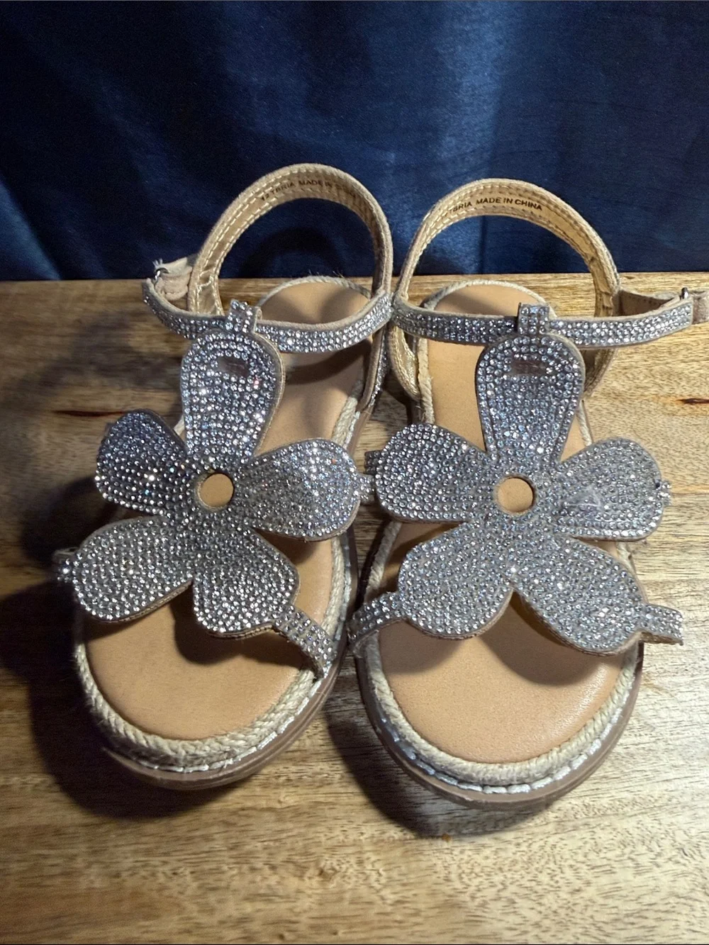 Steve Madden Girls Silver Sparkle Flower Sandals